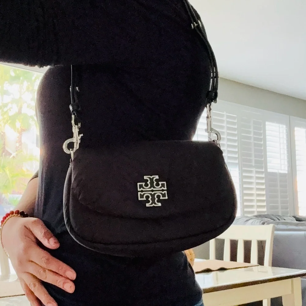 New Tory Burch BRITTEN NYLON PUFFY CONVERTIBLE CROSSBODY BLACK